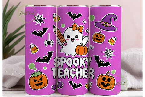 Spooky Teacher 20oz Tumbler Wrap Sublimation PixelChick 