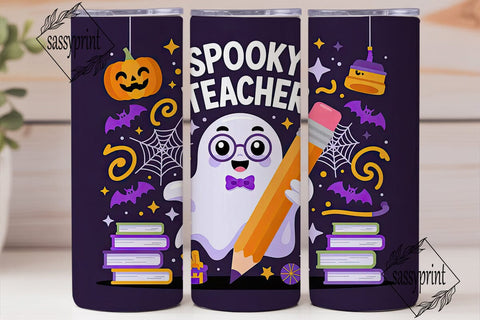 Spooky Teacher 20oz Tumbler Wrap Sublimation sassyprint 