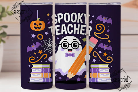 Spooky Teacher 20oz Tumbler Wrap Sublimation sassyprint 