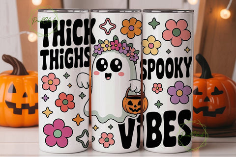 Spooky Thighs Ghost 20oz Tumbler Wrap Sublimation PixelChick 