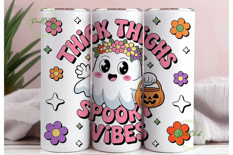 Spooky Thighs Ghost 20oz Tumbler Wrap Sublimation PixelChick 