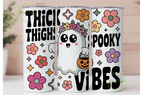 Spooky Thighs Ghost 20oz Tumbler Wrap Sublimation PixelChick 