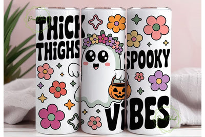 Spooky Thighs Ghost 20oz Tumbler Wrap Sublimation PixelChick 