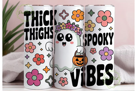 Spooky Thighs Ghost 20oz Tumbler Wrap Sublimation PixelChick 