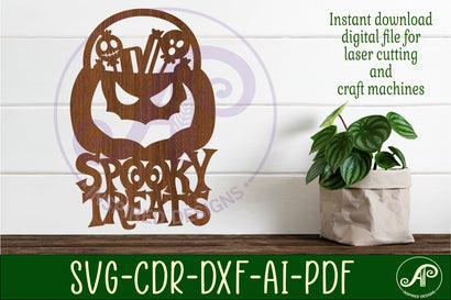 Spooky treats Halloween sign svg laser cut file SVG APInspireddesigns 