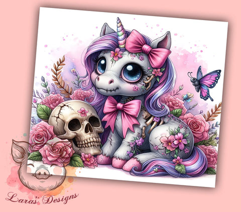 Spooky Unicorn 20 oz Skinny Tumbler Sublimation Design, Straight & Tapered Tumbler Png, Halloween Unicorn Tumbler Png, Digital Download PNG Sublimation Lara' s Designs 