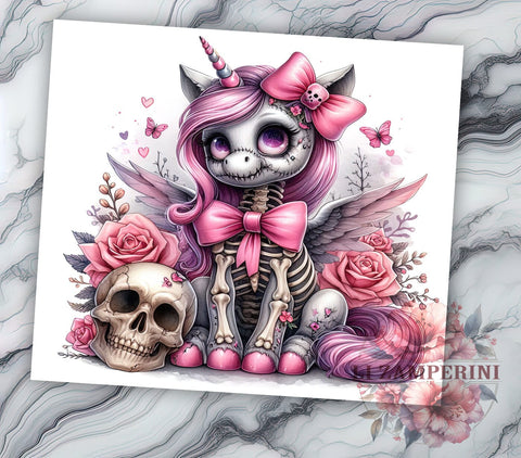 Spooky Unicorn 20oz Tumbler Wrap PNG, Spooky Halloween Tumbler PNG Sublimation Design, Straight & Tapered Tumbler Wrap, Instant Digital Download Sublimation Li Zamperini 