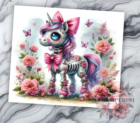 Spooky Unicorn 20oz Tumbler Wrap PNG, Spooky Halloween Tumbler PNG Sublimation Design, Straight & Tapered Tumbler Wrap, Instant Digital Download Sublimation Li Zamperini 