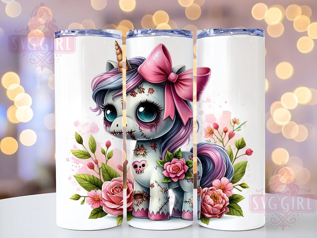 Spooky Unicorn 20oz Tumbler Wrap Sublimation Design, Straight Tapered Tumbler Wrap, Halloween Unicorn Tumbler Png, Instant Digital Download Sublimation SvggirlplusArt 
