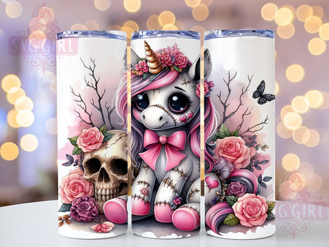 Spooky Unicorn 20oz Tumbler Wrap Sublimation Design, Straight Tapered Tumbler Wrap, Halloween Unicorn Tumbler Png, Instant Digital Download Sublimation SvggirlplusArt 