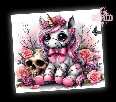 Spooky Unicorn 20oz Tumbler Wrap Sublimation Design, Straight Tapered Tumbler Wrap, Halloween Unicorn Tumbler Png, Instant Digital Download Sublimation SvggirlplusArt 