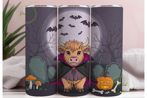 Spooky Vampire Cow 20oz Tumbler Wrap Sublimation PixelChick 