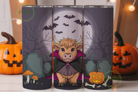 Spooky Vampire Cow 20oz Tumbler Wrap Sublimation PixelChick 