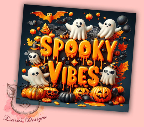 Spooky Vibes 20 oz Skinny Tumbler Sublimation Design, Straight & Tapered Tumbler Png, Spooky Season Tumbler Png, Digital Download PNG Sublimation Lara' s Designs 