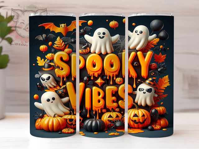 Spooky Vibes 20 oz Skinny Tumbler Sublimation Design, Straight & Tapered Tumbler Png, Spooky Season Tumbler Png, Digital Download PNG Sublimation Lara' s Designs 