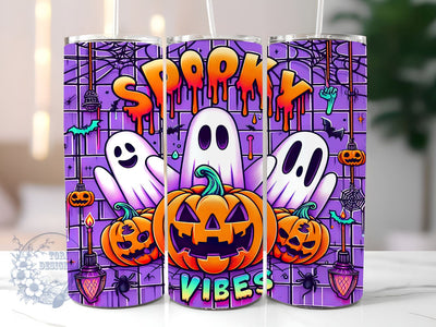 Spooky Vibes 20oz Skinny Tumbler, Spooky Season Tumbler Png, Straight & Tapered Tumbler Wrap, Instant Digital Download Sublimation ToriDesigns 