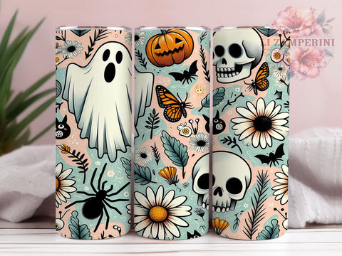Spooky Vibes 20oz Tumbler Wrap PNG, Spooky Ghost Tumbler Png, Straight & Tapered Tumbler Wrap, Instant Digital Download Sublimation Li Zamperini 