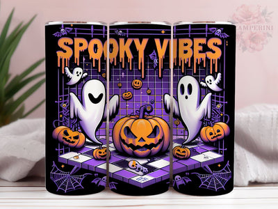 Spooky Vibes 20oz Tumbler Wrap PNG, Spooky Halloween Tumbler Png, Straight & Tapered Tumbler Wrap, Instant Digital Download Sublimation Li Zamperini 