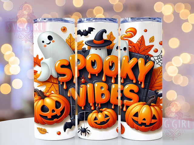 Spooky Vibes 20oz Tumbler Wrap Sublimation Design, Straight Tapered Tumbler Wrap, Halloween Ghost Tumbler Png, Instant Digital Download Sublimation SvggirlplusArt 