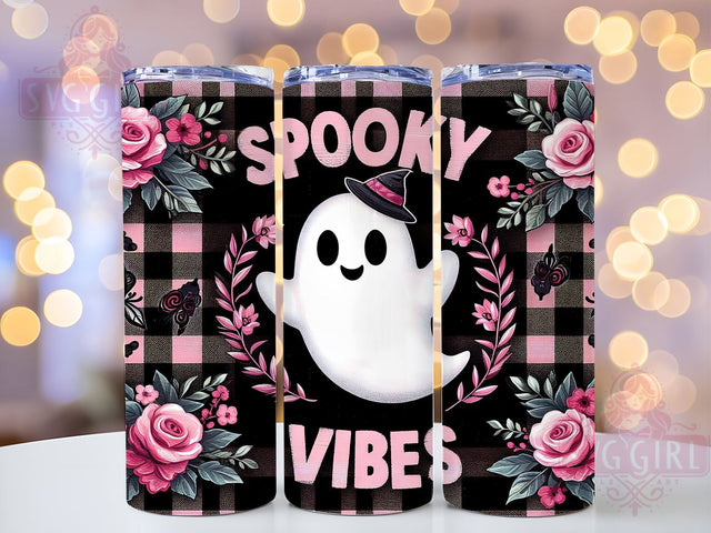 Spooky Vibes 20oz Tumbler Wrap Sublimation Design, Straight Tapered Tumbler Wrap, Retro Halloween Tumbler Png, Instant Digital Download Sublimation SvggirlplusArt 