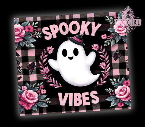 Spooky Vibes 20oz Tumbler Wrap Sublimation Design, Straight Tapered Tumbler Wrap, Retro Halloween Tumbler Png, Instant Digital Download Sublimation SvggirlplusArt 