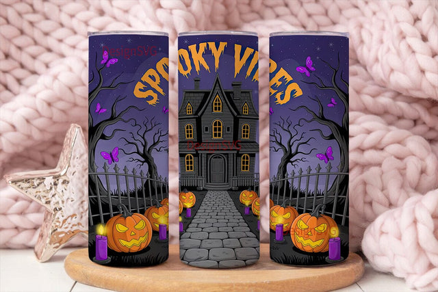 Spooky Vibes 20oz Tumbler Wrap Sublimation DesignSVG 