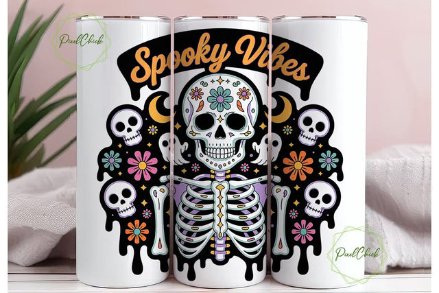 Spooky Vibes 20oz Tumbler Wrap Sublimation PixelChick 