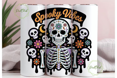 Spooky Vibes 20oz Tumbler Wrap Sublimation PixelChick 