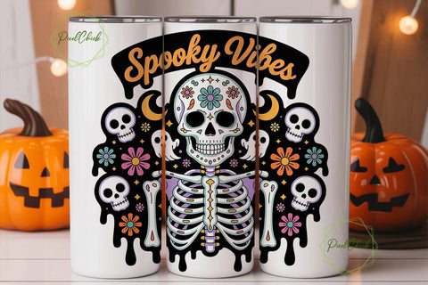 Spooky Vibes 20oz Tumbler Wrap Sublimation PixelChick 