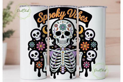 Spooky Vibes 20oz Tumbler Wrap Sublimation PixelChick 