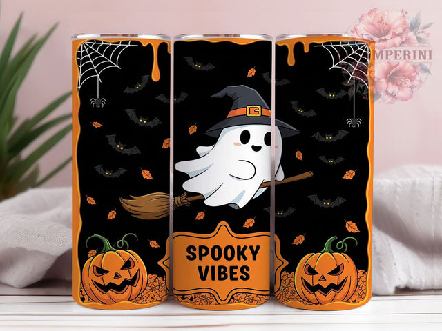 Spooky Vibes Cute Ghost Halloween Tumbler, Cute Ghost Wrap, Halloween Pumpkin PNG, 20oz Sublimation Design, Kawaii Halloween Cup, Boo Ghost Mug, Creepy Cute Fall Tumbler Sublimation Li Zamperini 