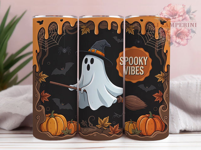 Spooky Vibes Cute Ghost Halloween Tumbler, Cute Ghost Wrap, Halloween Pumpkin PNG, 20oz Sublimation Design, Kawaii Halloween Cup, Boo Ghost Mug, Creepy Cute Fall Tumbler Sublimation Li Zamperini 