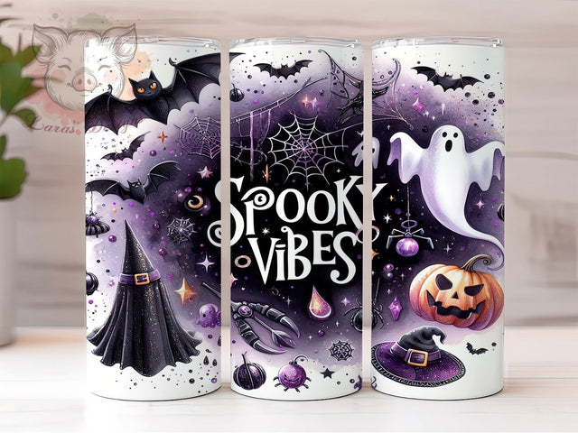 Spooky Vibes Halloween 20 oz Skinny Tumbler Sublimation Design, Straight & Tapered Tumbler Png, Spooky Season Tumbler Png, Digital Download PNG Sublimation Lara' s Designs 