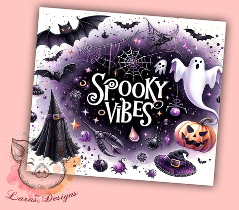 Spooky Vibes Halloween 20 oz Skinny Tumbler Sublimation Design, Straight & Tapered Tumbler Png, Spooky Season Tumbler Png, Digital Download PNG Sublimation Lara' s Designs 
