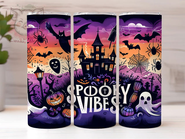 Spooky Vibes Halloween 20oz Tumbler Png, Straight & Tapered Tumbler Png, Spooky Season Tumbler Png, Digital Download PNG Sublimation Lara' s Designs 