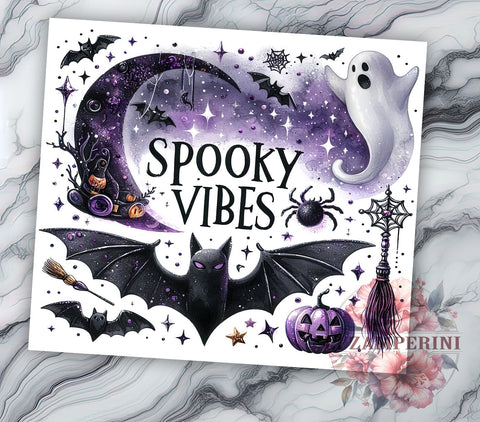 Spooky Vibes Halloween 20oz Tumbler, Spooky Season Tumbler PNG Sublimation Design, Straight & Tapered, Instant Digital Download Sublimation Li Zamperini 