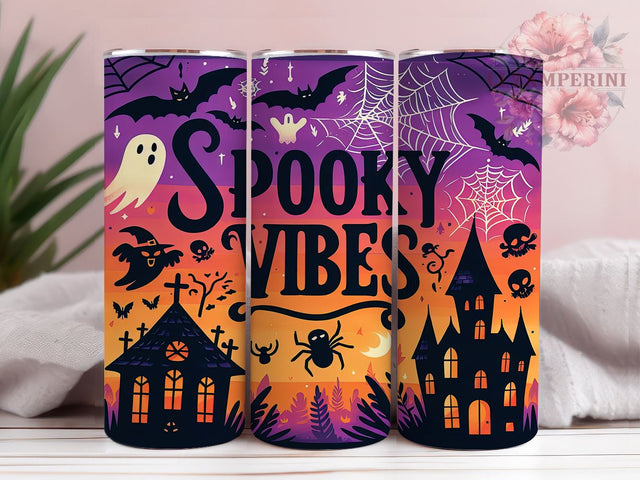 Spooky Vibes Halloween 20oz Tumbler Wrap PNG, Retro Halloween Tumbler Png, Straight & Tapered Tumbler Wrap, Instant Digital Download Sublimation Li Zamperini 