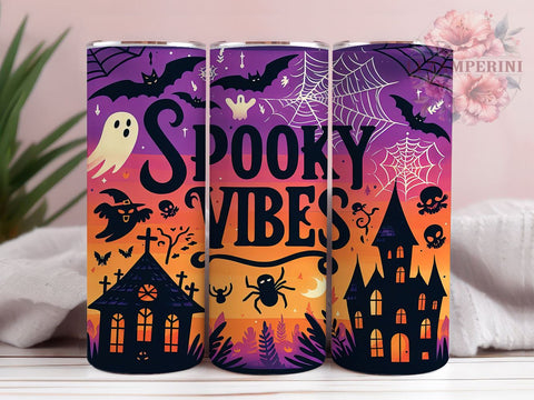 Spooky Vibes Halloween 20oz Tumbler Wrap PNG, Retro Halloween Tumbler Png, Straight & Tapered Tumbler Wrap, Instant Digital Download Sublimation Li Zamperini 