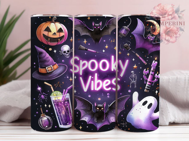 Spooky Vibes Halloween 20oz Tumbler Wrap PNG, Spooky Season Tumbler PNG Sublimation Design, Straight & Tapered Tumbler Wrap, Instant Digital Download Sublimation Li Zamperini 