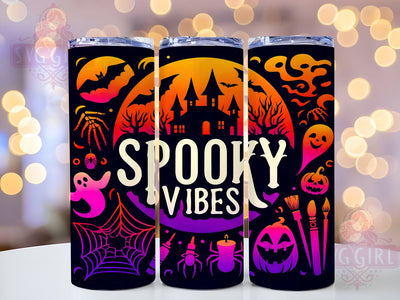 Spooky Vibes Halloween 20oz Tumbler Wrap Sublimation Design, Straight Tapered Tumbler Wrap, Retro Halloween Tumbler Png, Instant Digital Download Sublimation SvggirlplusArt 