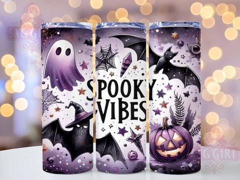 Spooky Vibes Halloween 20oz Tumbler Wrap Sublimation Design, Straight Tapered Tumbler Wrap, Spooky Season Tumbler Png, Instant Digital Download Sublimation SvggirlplusArt 