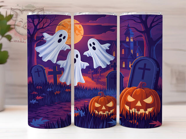Spooky Vibes Halloween Ghost Tumbler, Halloween Ghost Wrap, Cute Spooky Cup, 20Oz Sublimation Design, Autumn Ghost Drinkware, Fall Halloween Mug, Kawaii Ghost Tumbler Sublimation Lara' s Designs 