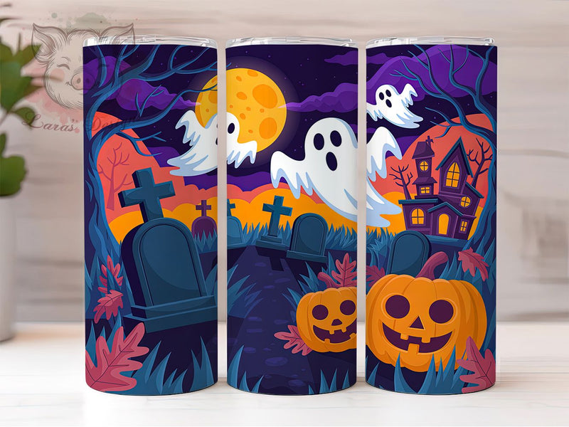 Spooky Vibes Halloween Ghost Tumbler, Halloween Ghost Wrap, Cute Spooky Cup, 20Oz Sublimation Design, Autumn Ghost Drinkware, Fall Halloween Mug, Kawaii Ghost Tumbler Sublimation Lara' s Designs 