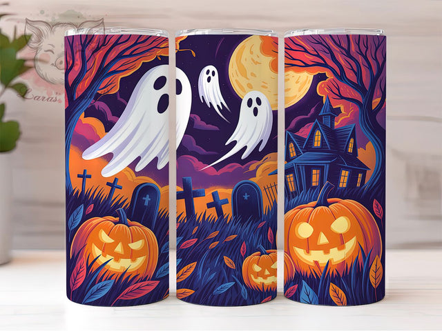 Spooky Vibes Halloween Ghost Tumbler, Halloween Ghost Wrap, Cute Spooky Cup, 20Oz Sublimation Design, Autumn Ghost Drinkware, Fall Halloween Mug, Kawaii Ghost Tumbler Sublimation Lara' s Designs 