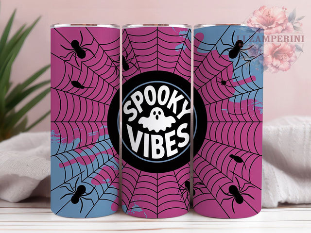 Spooky Vibes Halloween Spider Web Tumbler, Halloween Spider Web Wrap, Creepy Spiders Design, 20Oz Tumbler Sublimation, Haunted Night Drinkware, Trick Or Treat Cup, Gothic Web Mug Sublimation Li Zamperini 