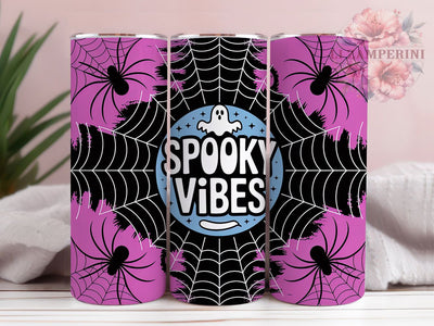 Spooky Vibes Halloween Spider Web Tumbler, Halloween Spider Web Wrap, Creepy Spiders Design, 20Oz Tumbler Sublimation, Haunted Night Drinkware, Trick Or Treat Cup, Gothic Web Mug Sublimation Li Zamperini 