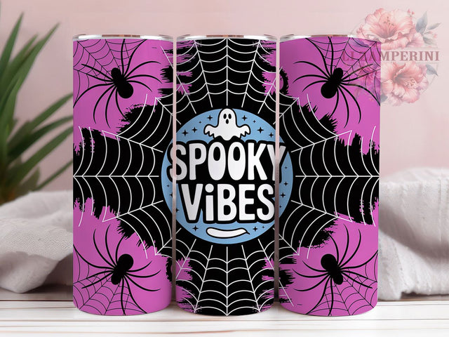 Spooky Vibes Halloween Spider Web Tumbler, Halloween Spider Web Wrap, Creepy Spiders Design, 20Oz Tumbler Sublimation, Haunted Night Drinkware, Trick Or Treat Cup, Gothic Web Mug Sublimation Li Zamperini 