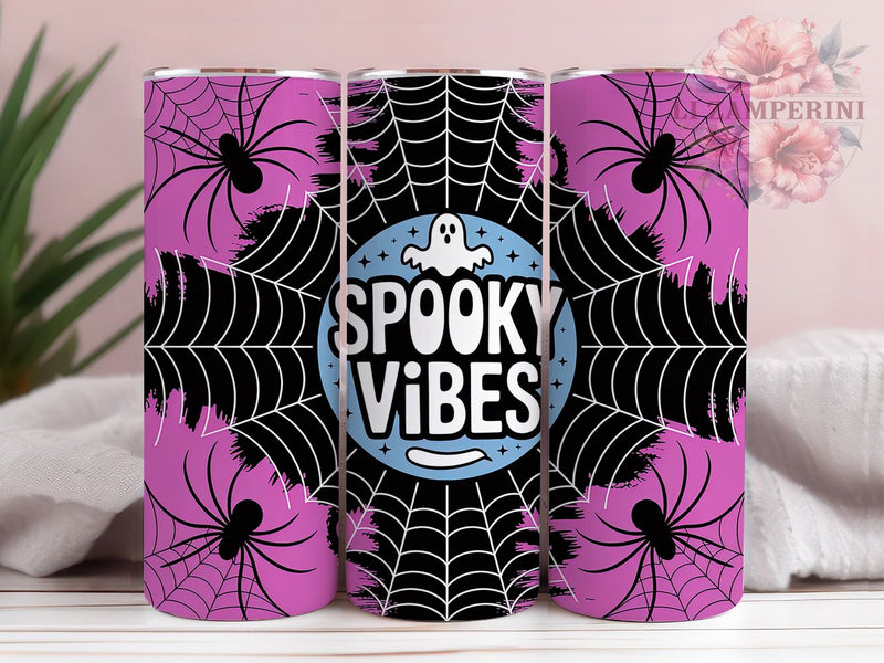 Spooky Vibes Halloween Spider Web Tumbler, Halloween Spider Web Wrap, Creepy Spiders Design, 20Oz Tumbler Sublimation, Haunted Night Drinkware, Trick Or Treat Cup, Gothic Web Mug Sublimation Li Zamperini 