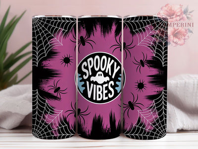 Spooky Vibes Halloween Spider Web Tumbler, Halloween Spider Web Wrap, Creepy Spiders Design, 20Oz Tumbler Sublimation, Haunted Night Drinkware, Trick Or Treat Cup, Gothic Web Mug Sublimation Li Zamperini 