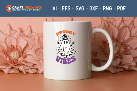 Spooky Vibes Halloween Svg, Halloween Png , Halloween Clipart, Ghost Svg, Halloween Shirt Svg, Hippie Svg, Retro Svg, Svg Bundle, Sublimation Designs SVG Debashish Barman 